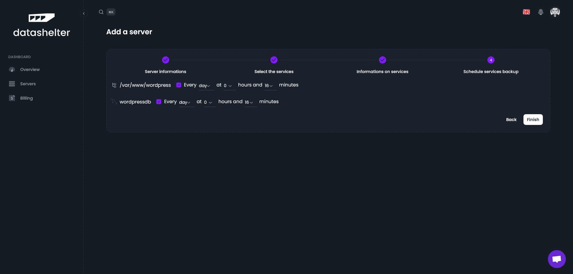Set a backup schedule